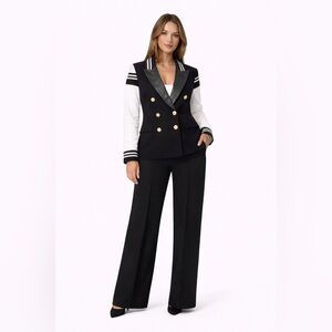 ✨ Nautical Luxe Varsity Blazer – Black & White with Gold Buttons ✨